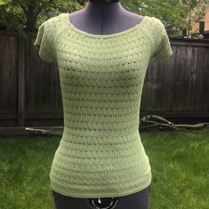 Textured cap sleeve sweater